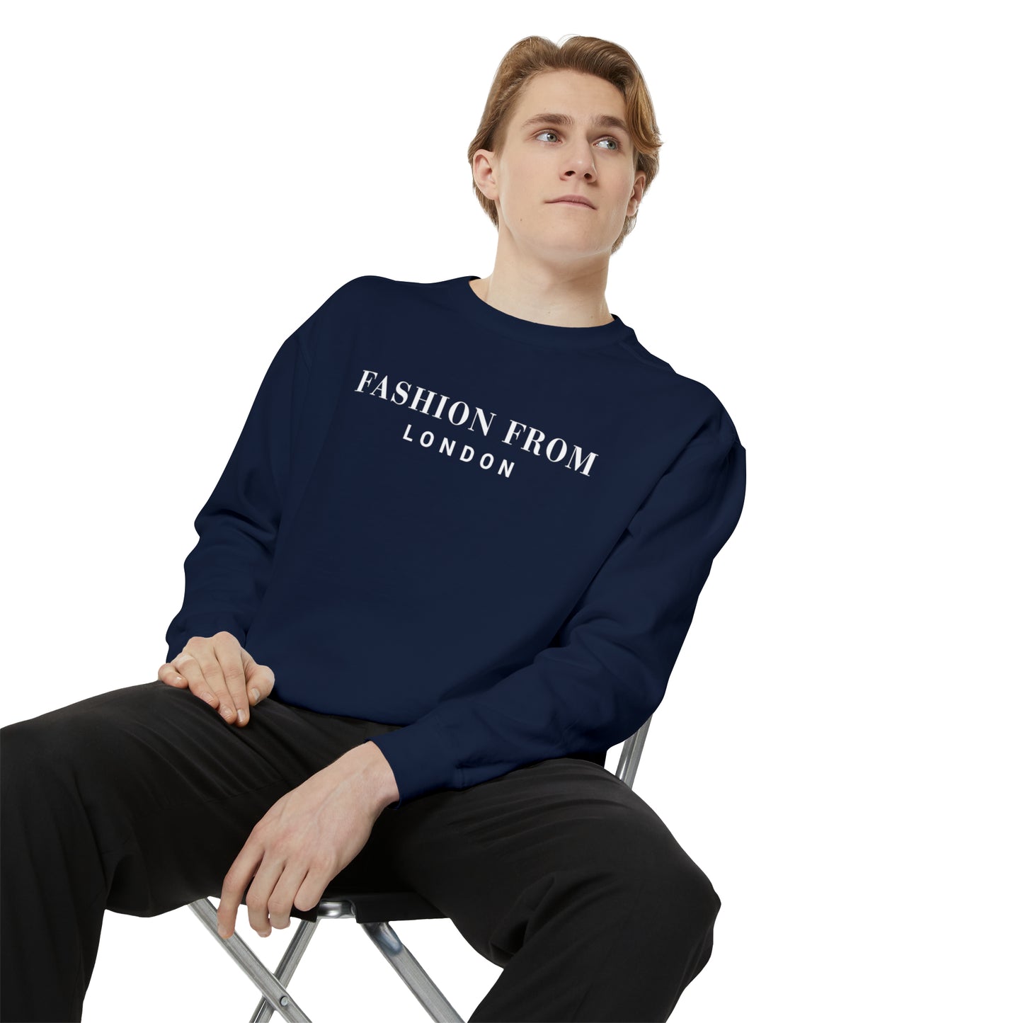 Fashion From London Garment-Dyed Men's Sweatshirt - Navy