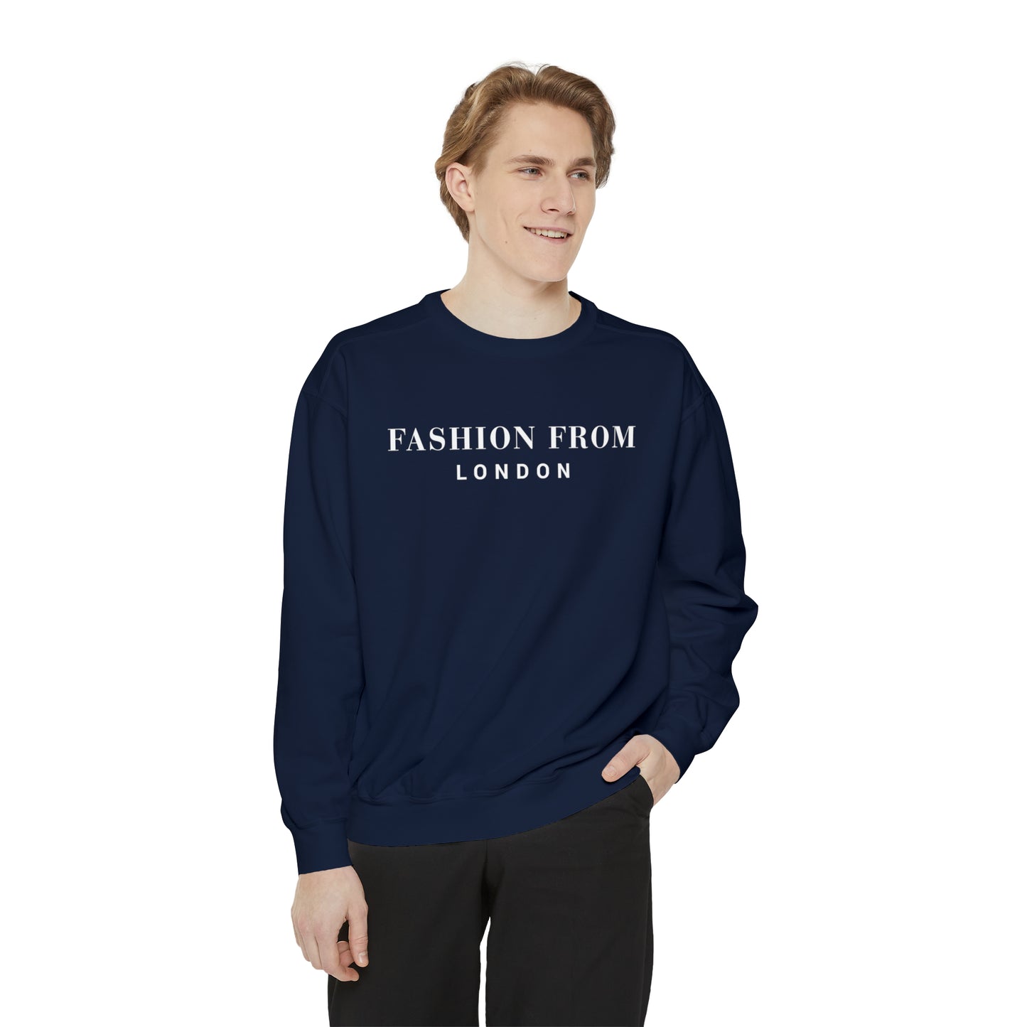 Fashion From London Garment-Dyed Men's Sweatshirt - Navy